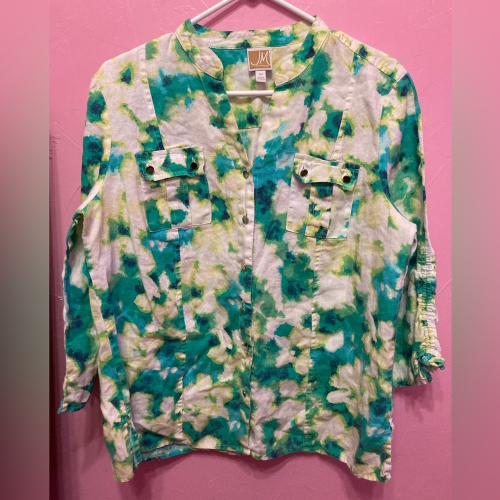 🥰 JM Collection Size 14P Beautiful Linen Blouse 👚